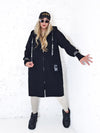 Lara Black hooded Longline coat