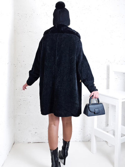 Nathaly Alpaca golden button coat Black