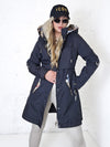 Black hooded check detail parka jacket