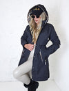 Black hooded check detail parka jacket