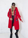 Lara Red hooded Longline coat