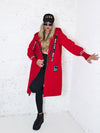 Lara Red hooded Longline coat