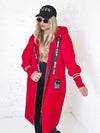 Lara Red hooded Longline coat