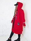Lara Red hooded Longline coat