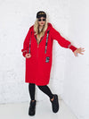 Lara Red hooded Longline coat