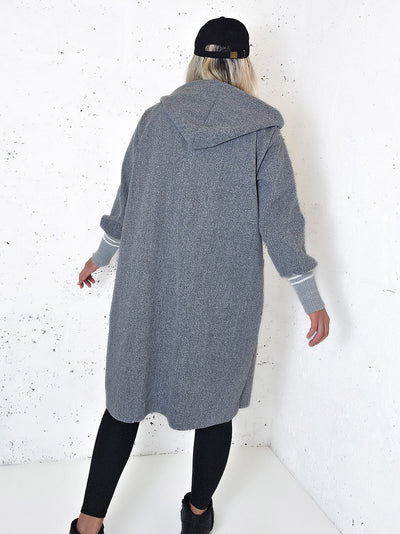Lara Grey hooded Longline coat