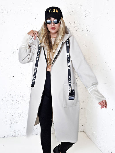 Lara Beige hooded Longline coat