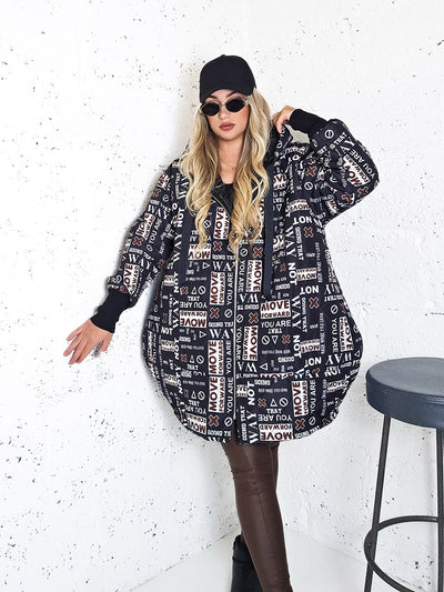 Thea Oversize Quilted hooded jacket Black