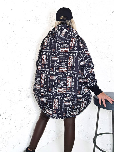 Thea Oversize Quilted hooded jacket Black