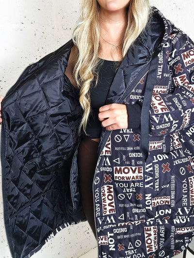 Thea Oversize Quilted hooded jacket Black