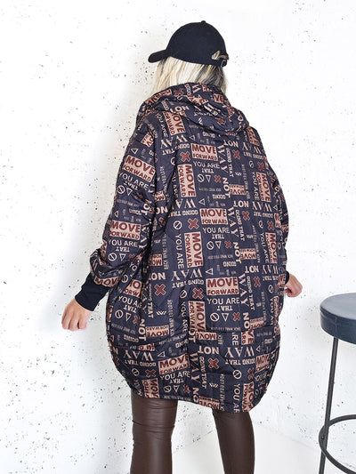 Thea Oversize Quilted hooded jacket brown