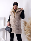 Ollie hooded Faux fur gilet Beige