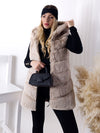 Ollie hooded Faux fur gilet Beige