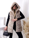 Ollie hooded Faux fur gilet Beige