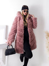 Zoe hooded Faux fur coat Pink