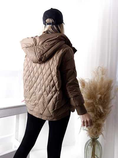 Vera oversize Quilted jacket with down and feather filling Mocha