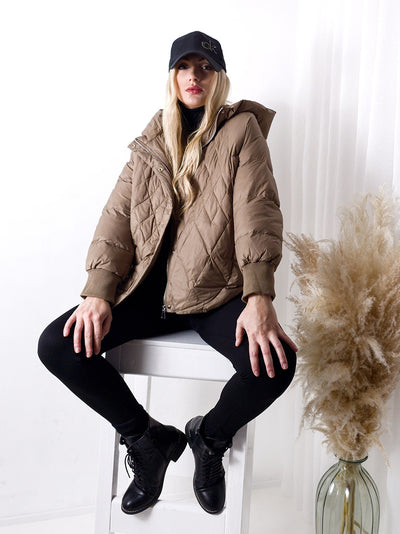 Vera oversize Quilted jacket with down and feather filling Mocha