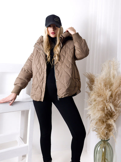 Vera oversize Quilted jacket with down and feather filling Mocha