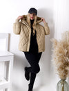 Vera oversize Quilted jacket with down and feather filling Beige