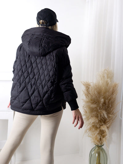 Vera oversize Quilted jacket with down and feather filling Black