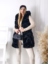 Ollie hooded Faux fur gilet Black