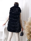 Ollie hooded Faux fur gilet Black