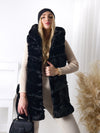 Ollie hooded Faux fur gilet Black