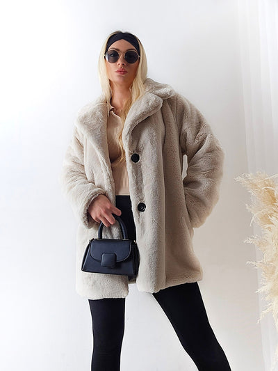 Maya Faux fur coat Beige