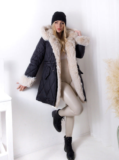 Alina faux fur hooded quilted coat