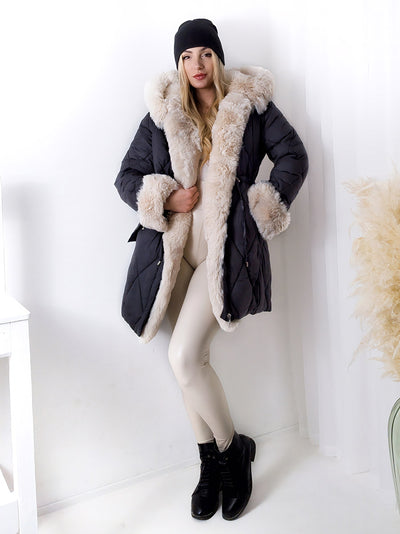 Alina faux fur hooded quilted coat