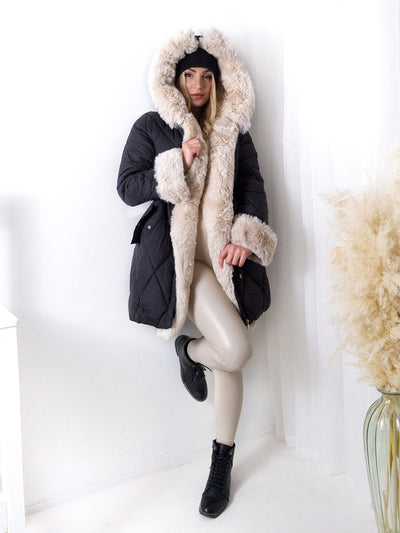 Alina faux fur hooded quilted coat