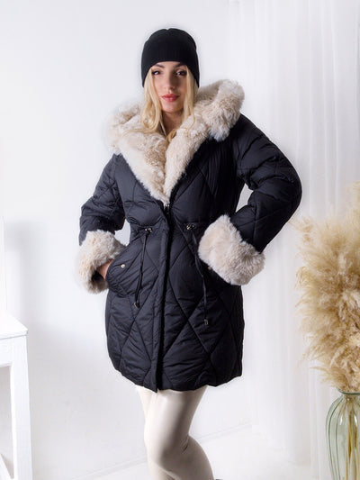 Alina faux fur hooded quilted coat