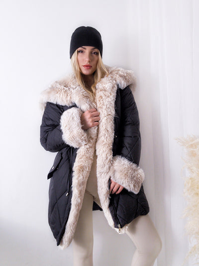 Alina faux fur hooded quilted coat