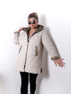 Leo Oversize Quilted hooded jacket Beige