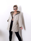 Leo Oversize Quilted hooded jacket Beige