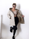 Leo Oversize Quilted hooded jacket Beige