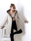 Leo Oversize Quilted hooded jacket Beige