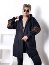 Leo detail sleeves hooded coat Black