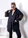 Leo detail sleeves hooded coat Black