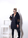 Leo detail sleeves hooded coat Black