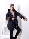 Leo detail sleeves hooded coat Black