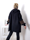 Leo detail sleeves hooded coat Black