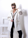 Leo detail sleeves hooded coat Cream-White