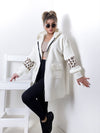 Leo detail sleeves hooded coat Cream-White