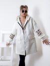 Leo detail sleeves hooded coat Cream-White