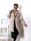 Leo detail sleeves hooded coat Beige