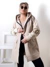 Leo detail sleeves hooded coat Beige