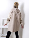 Leo detail sleeves hooded coat Beige