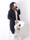 Ella Chunky knit hooded cardigan Black