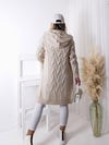 Ella Chunky knit hooded cardigan Beige